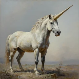 painting of one of the worst fossil reconstructions in human history a really long unicorn horn realism painting
