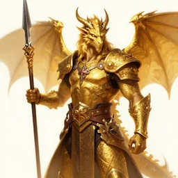 golden dragonborn viking wielding a spear, D&D portrait drawing, Pathfinder, Character Commission Art, trending on artstation, digital art, by Stanley Artgerm Lau, WLOP, Rossdraws, James Jean, Andrei Riabovitchev, Marc Simonetti, Yoshitaka Amano