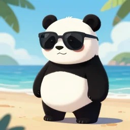 a panda wearing sunglasses on the beach, trending on artstation, digital art