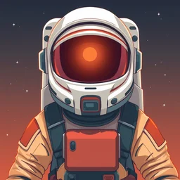 an illustration of an astronaut, upper body, frontal shot, trending on artstation, central composition, very cartoon, shape focus, high detailed, by anton fadeev
