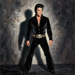 black velvet painting of Elvis Presley in a jumpsuit