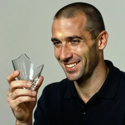 portrait of zinedine zidane smiling while holding a broken glass, his forehead is shining, by norman rockwell, highly detailed