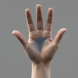 anatomically correct open human hand as a 3D object, a computer rendering by Alberto Seveso, behance, generative art, rendered in cinema4d, octane render, photoillustration