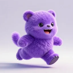 purple fluffy animal running happily, hyperrealistic 4 k ultra detail 3 d render