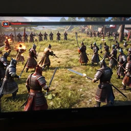 epic battle screen of hero, total wars three kingdoms, 3 d, 8 k realistic, cryengine, playstion 5 screen, cinematic lighting