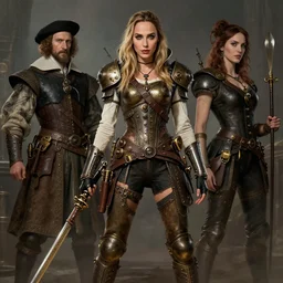 highly detailed steampunk gal gadot as a blond standing, iron age : leonardo da vinci, greg rutkowski, magali villeneuve