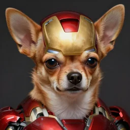 a chihuahua as iron man, concept art, detailed face, fantasy, highly detailed, cinematic lighting, digital art painting by greg rutkowski