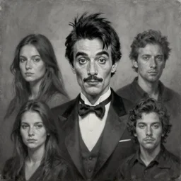 a portrait of john oliver as a charlie chapling!, grayscale, soft lighting, atmospheric, cinematic, moody, in the style of diego koi, gina heyer, luiz escanuela, art by alyssa monk, hyperrealism, rule of thirds, oil on canvas, 8 k