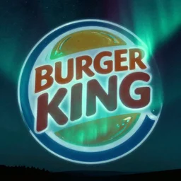 the burger king logo formed through arctic northern lights, 8 k, hyperdetailed, award - winning