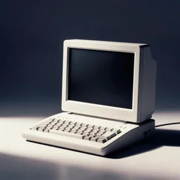 a minimalist computer from the 90s in the style of vaporwave