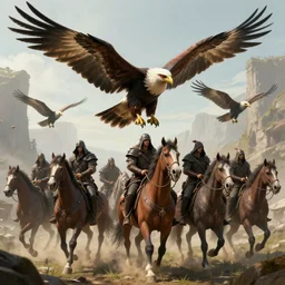 cidaricheti falcons. a gang of mounted bandits. fantasy, high details, digital art