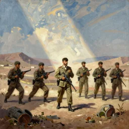 afghan modern warfare, battalion, painted by gaston bussiere