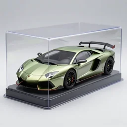 realistique lamborgini inside a plastique box