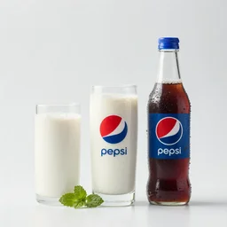a combination of milk beverage and pepsi soda pop, product photography, 4 k, advertisement