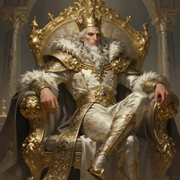 The lazy king who seems insane, fantasy art, in the style of tony start, illustration, epic, fantasy, intricate, elgant, highly detailed, digital painting, artstation, concept art, smooth, sharp focus