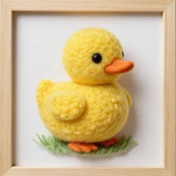 a needle felted psyduck, needle felting art.