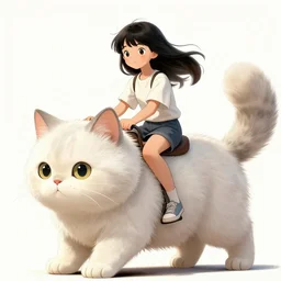 classy young girl riding an epic looking fuzzy cat, Greg Hildebrandt, Mark Keathley