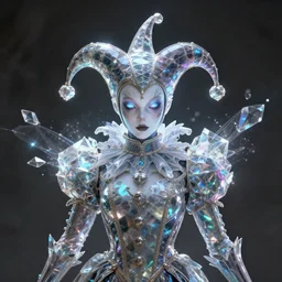 front shot of a court jester character, hyperdimensional, bioluminescent hypercubes, crystalline!!! holography!!!, (((intricate))), elegant, highly detailed, centered, (((artstation, concept art, smooth, sharp focus, artgerm, Tomasz Alen Kopera, Peter Mohrbacher, donato giancola, Joseph Christian Leyendecker, WLOP, Boris Vallejo))), mugshot!!!!!, ugly!!!!!!, octane render, nvidia raytracing demo, grainy, muted, 8K, digitalblasphemy