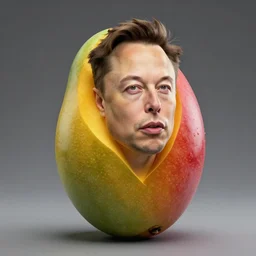 photo of a mango with the head and arms of elon musk on it, highly detailed, extremely high quality, hd, 4 k, 8 k, professional photographer, 4 0 mp, lifelike, top - rated, award winning, cinematic, realistic, detailed lighting, detailed shadows, sharp, no blur, edited, corrected, trending