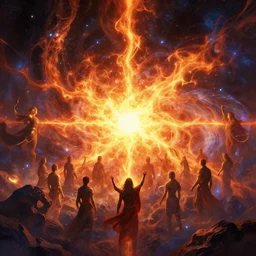 concept art for the final act of the universe seconds before it unites into the holy fire of perfect love!! final victory of order over disorder!! final defeat of entropy! galactic scale!! digital painting, artstation, smooth, sharp focus