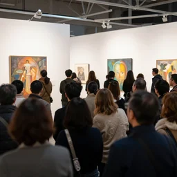 the audience is looking at the art market