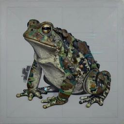 shape of toads, error, tribal, camo made of frogs, minimal, abstract, acrylic, oil, clay, line work, mixed, stipples, glitch, datamosh, data, cybernetic, splotches, painting, dark, eerie, cyber, latitude and longitude