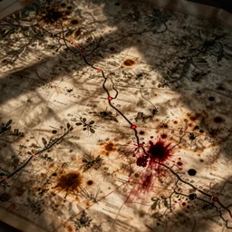 an ancient road map covered in blood and coffee stains.