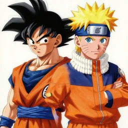ultra realistic portrait painting of a fusion of goku and naruto, art by akira toriyama, 4 k, dragon ball artstyle, cel shaded, highly detailed, epic lighting