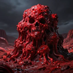 a horrible scary slowly pulsating red mass