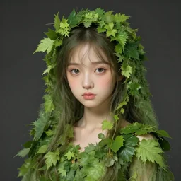 character concept art of ssunbiki as a dryad | | foliage clothing, cute - fine - face, pretty face, realistic shaded perfect face, fine details by stanley artgerm lau, wlop, rossdraws, james jean, andrei riabovitchev, marc simonetti, and sakimichan, tranding on artstation