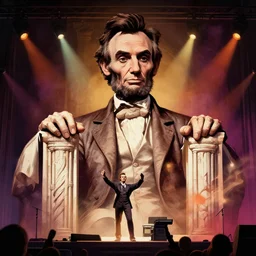 abraham lincoln, 1 9 8 0 s rock concert, digital art