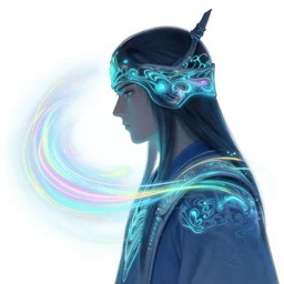 side profile, paladin, bioluminescent, luminescent, colorful swirly magic ripples, by greg manchess, huang guangjian, gil elvgren, sachin teng, greg rutkowski, jesper ejsing, ilya kuvshinov