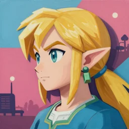 portrait of a female Link from legend of Zelda, face, asymmetrical, profile picture, Organic Painting, sunny day, Matte Painting, bold shapes, hard edges, street art, trending on artstation, by Sam Youn and Gil Elvgren