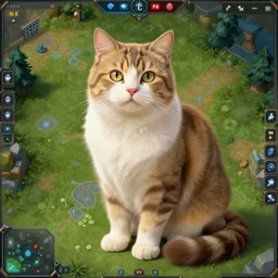 a giant cat sitting on a Starcraft 2 map