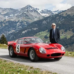 car photography of Ferrari 250 GTO series 2 in the Swiss Alps by Emmanuel Lubezki