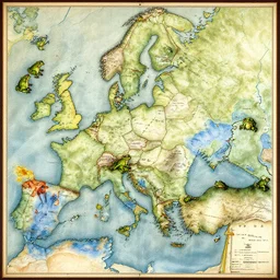 medieval style map of the world with a continent inhabited by frog people, mappa mundo