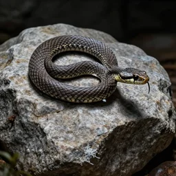 a common european viper in a granite rock in avila mountains, european adder, 4 k, concept art, by wlop, ilya kuvshinov, artgerm, krenz cushart, greg rutkowski, pixiv. cinematic dramatic atmosphere, sharp focus, volumetric lighting, cinematic lighting, studio quality