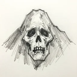 handdrawn rough abstract sketch of a mountain depicting a creepy face