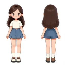 a never before seen character, female, cute, beautiful, young, concept sketch, front and back