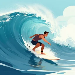 surfer on a big wave modern style, artstation