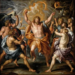 pummelling maelstrom evocation in the days of noah!, in the style of titian, detailed, intricate, advanced, 8 k resolution