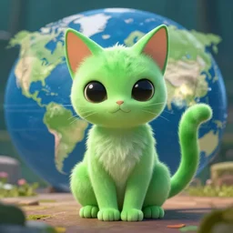 a green alien cat from another world