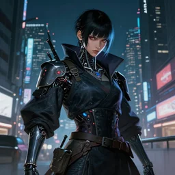 portrait of a fierce dangerous cyberpunk hacker cyborg samurai in neotokyo at night, futuristic cyberpunk tokyo night, sci - fi and fantasy, intricate and very beautiful, highly detailed, digital painting, artstation, concept art, smooth and sharp focus, illustration, art by tian zi and wlop and alphonse mucha