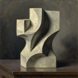 ultrafine detailed painting, still life by julian schnabel and gertrude abercrombie, tonalism, oil on canvas, abstract sculpture