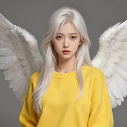 beautiful angel girl portrait, casual yellow sweater, platinum wings, highly detailed, d & d, fantasy, highly detailed, digital painting, trending on artstation, concept art, sharp focus, illustration, art by artgerm and greg rutkowski and fuji choko and viktoria gavrilenko and hoang lap