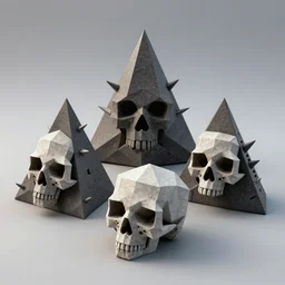 triangles, thorns, skulls, modular origami, hyperprism, evil, high detail, 4 k