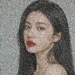 portrait, beautiful, woman, black hair, red lips with unreal engine