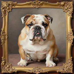 baroque rococo painting The Fancy Royal Bulldog  portrait Greg Hildebrandt high detail cute puppy pastel