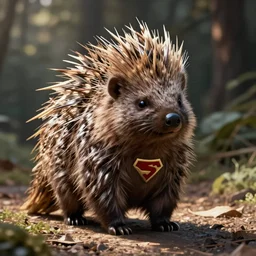 an adorable superhero porcupine