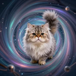 a beautiful picture of a persian cat trapped in a vortex to a psychedelic dimension by steve ditko and greg rutkowski trending on artstation